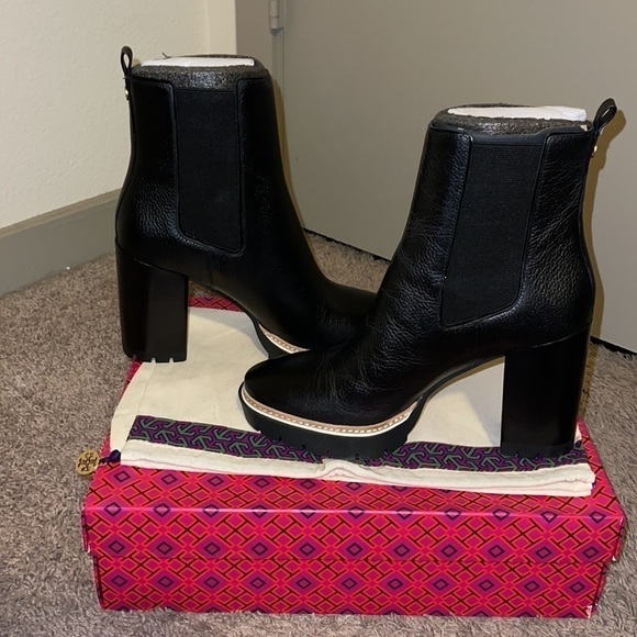 Tory Burch Shoes - NWT Tory Burch Miller 100 MM Lug Sole Bootie - Black